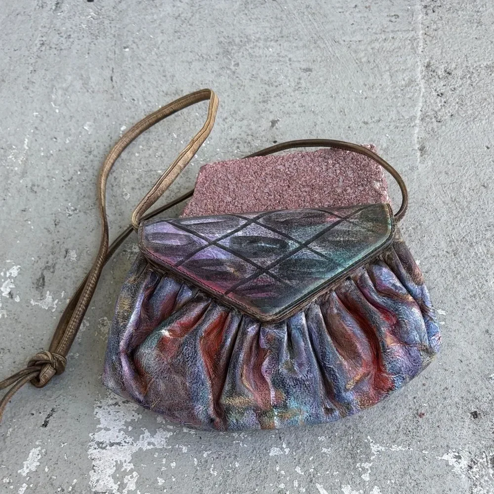 Vintage Jane Yoo handpainted wearable art Crossbody